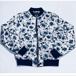 Forever 21 Winter Jacket Black/White Floral (L)